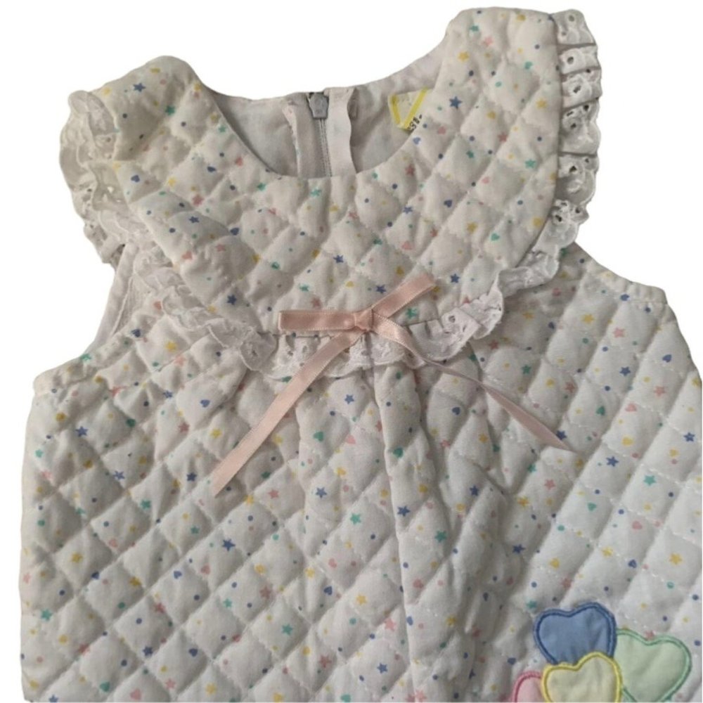 Vintage Quilted Star Print Pastel Footed Romper 3-6 Months
